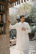 Shahrooz - White Chikankari Panjabi