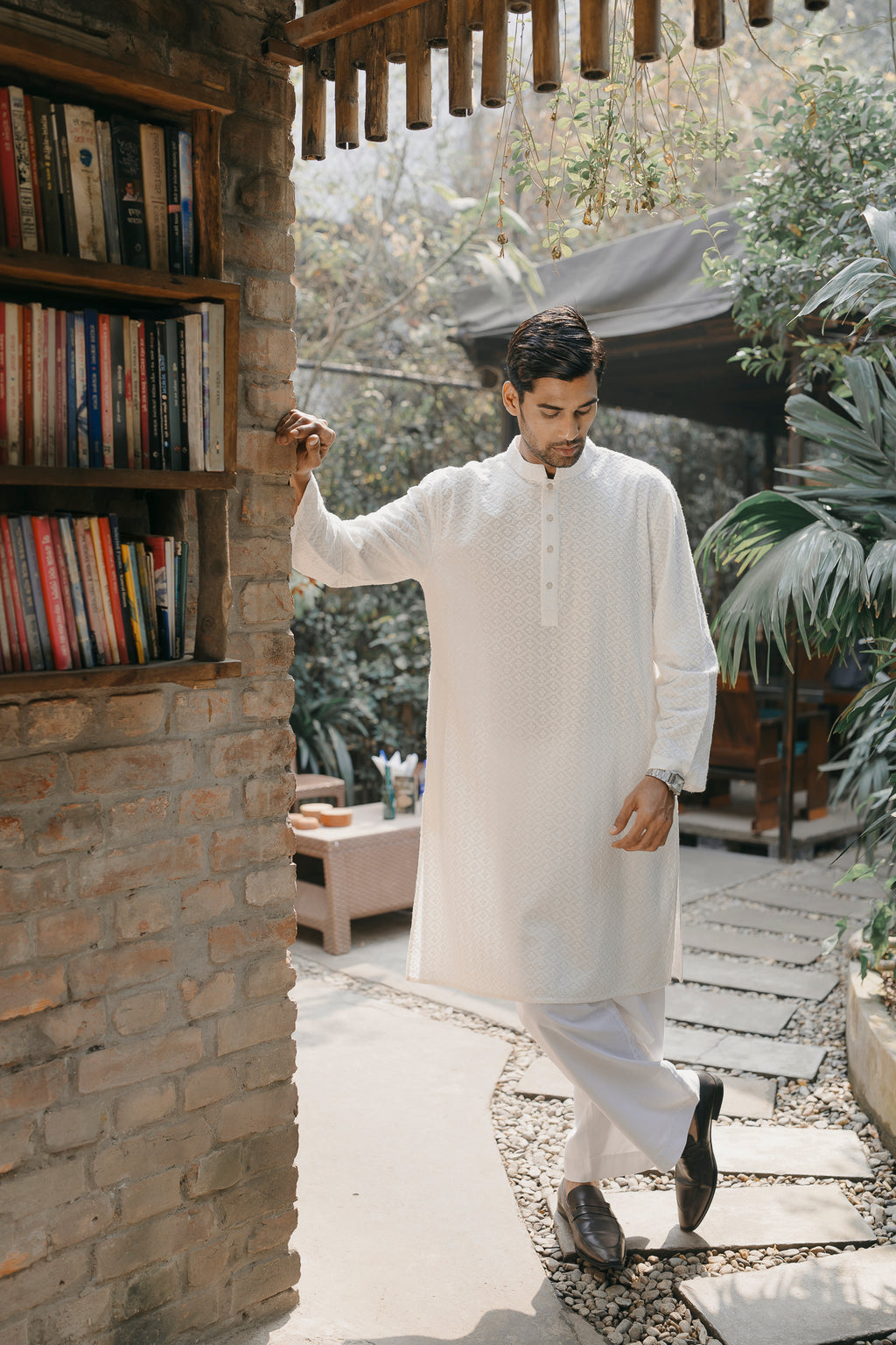 Shahrooz - White Chikankari Panjabi