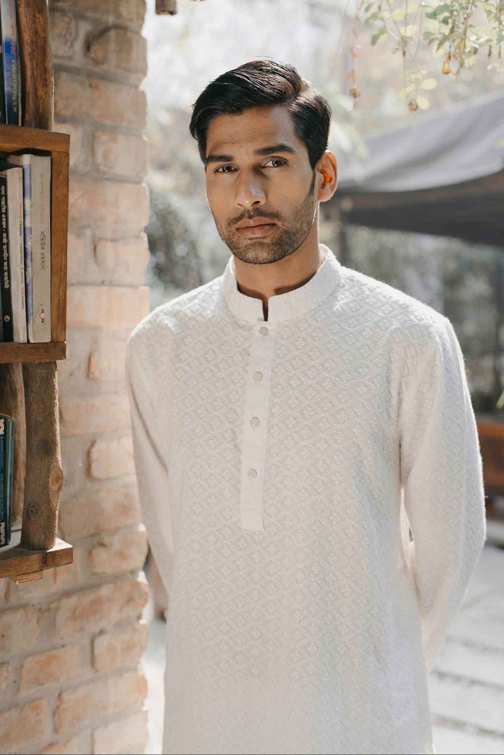 Shahrooz - White Chikankari Panjabi