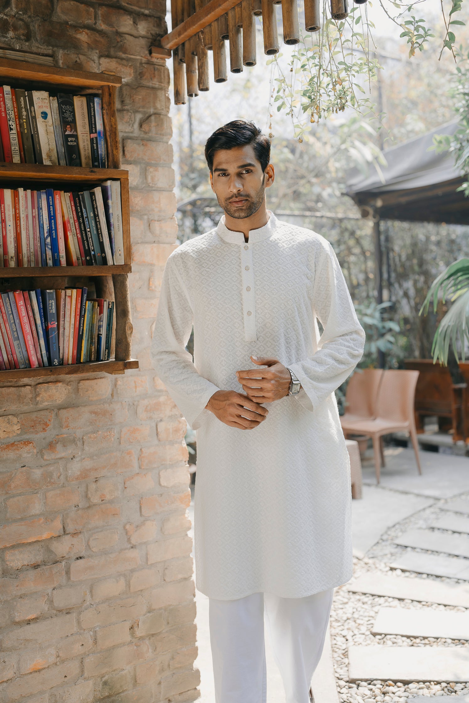 Shahrooz - White Chikankari Panjabi