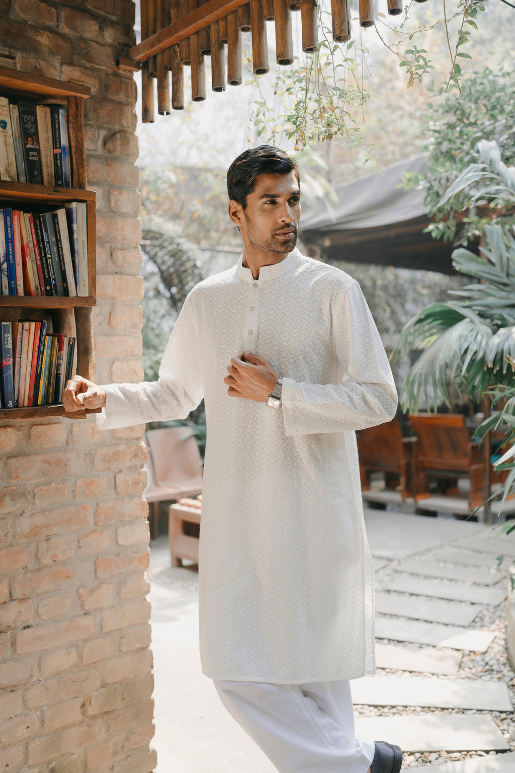 Shahrooz - White Chikankari Panjabi