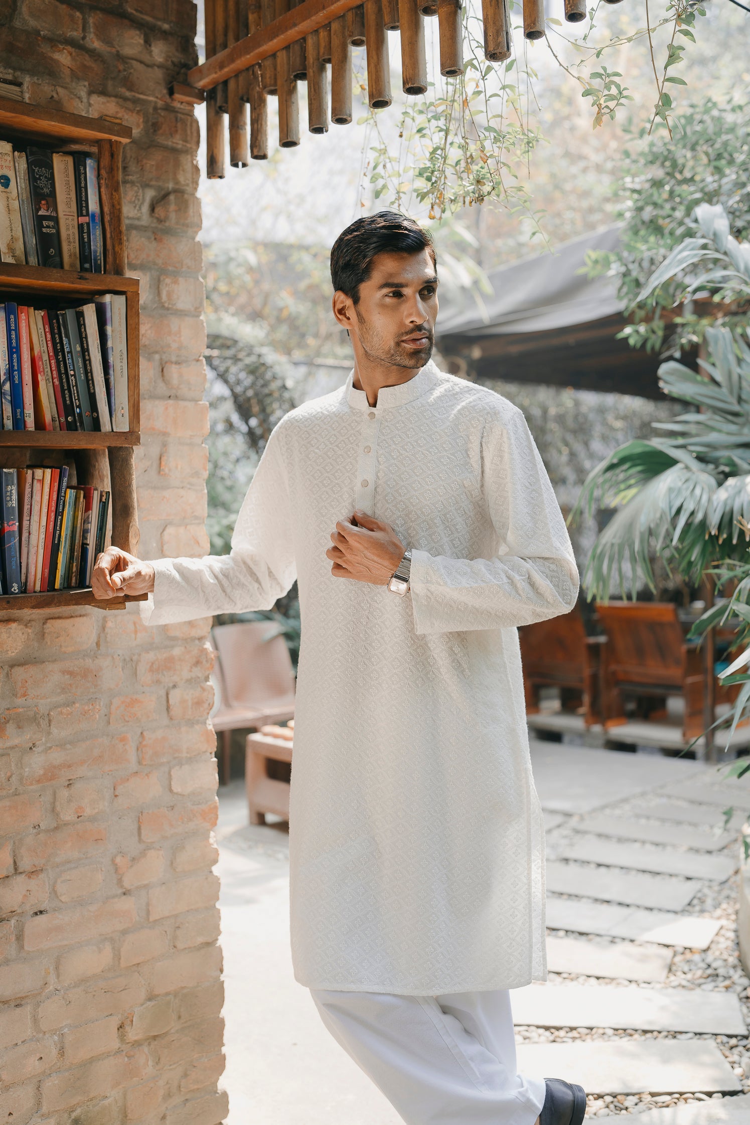 Shahrooz - White Chikankari Panjabi