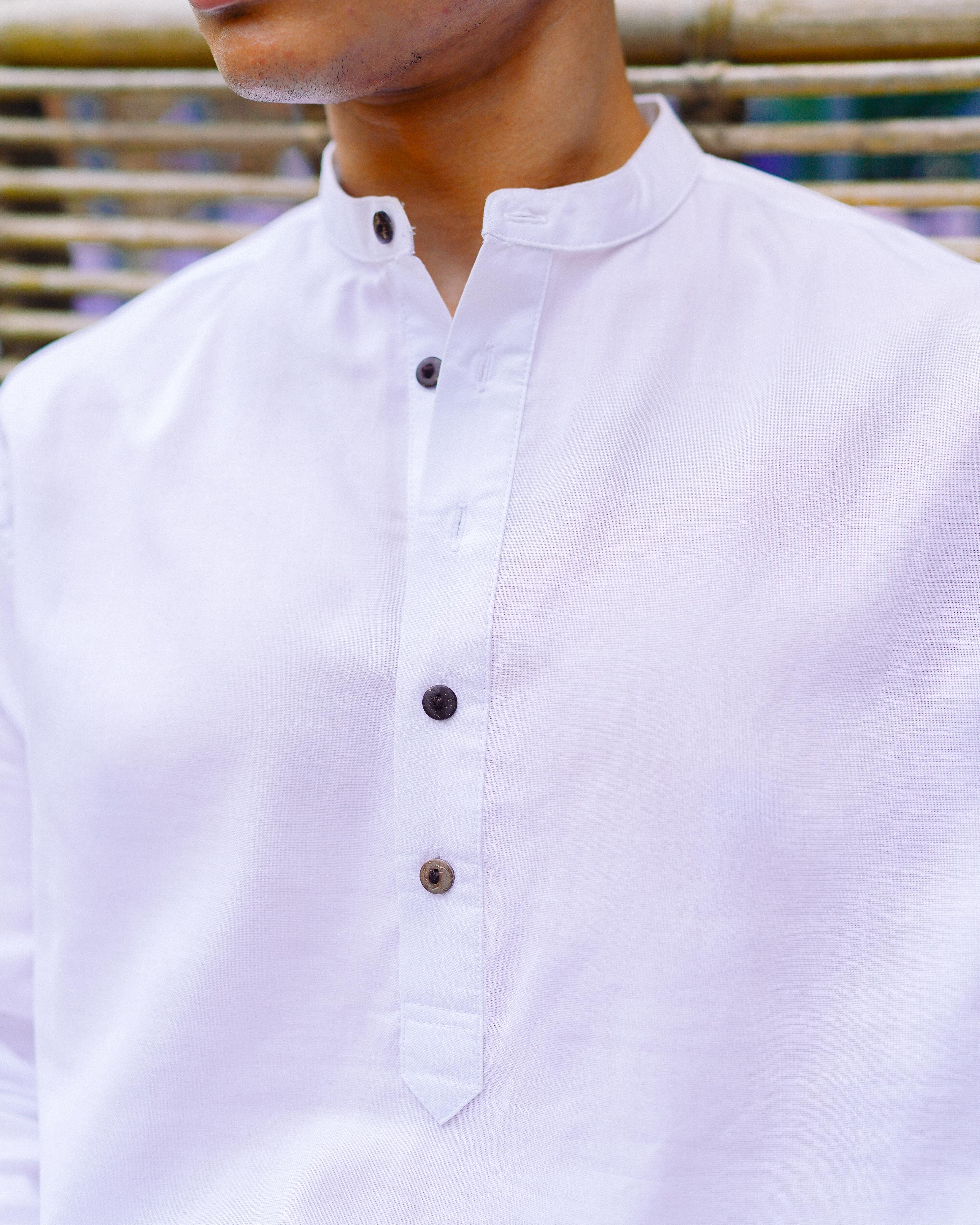 Cotton Henley for Men - White