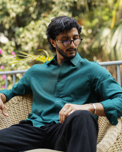 Forest Green - Long Sleeve Shirt For Men