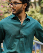 Forest Green - Long Sleeve Shirt For Men