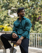 Forest Green - Long Sleeve Shirt For Men