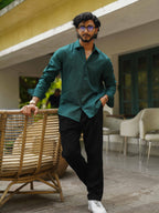 Forest Green - Long Sleeve Shirt For Men