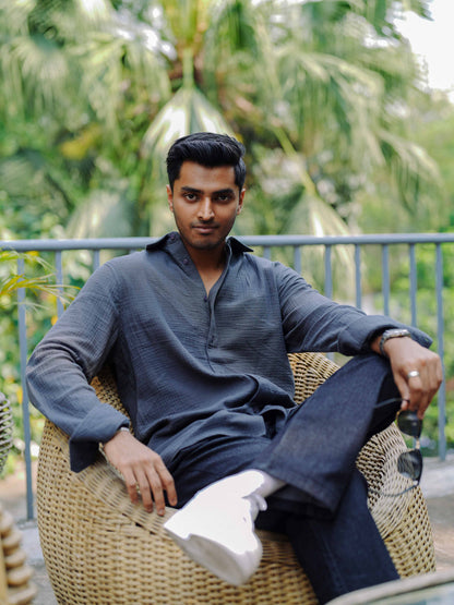Waffle Shirt for Men - Charcoal