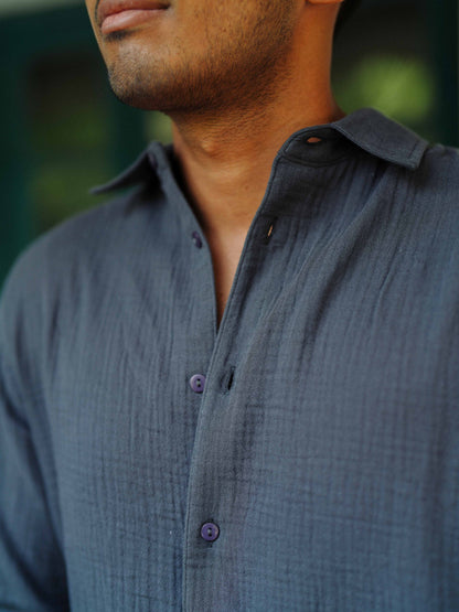 Waffle Shirt for Men - Charcoal
