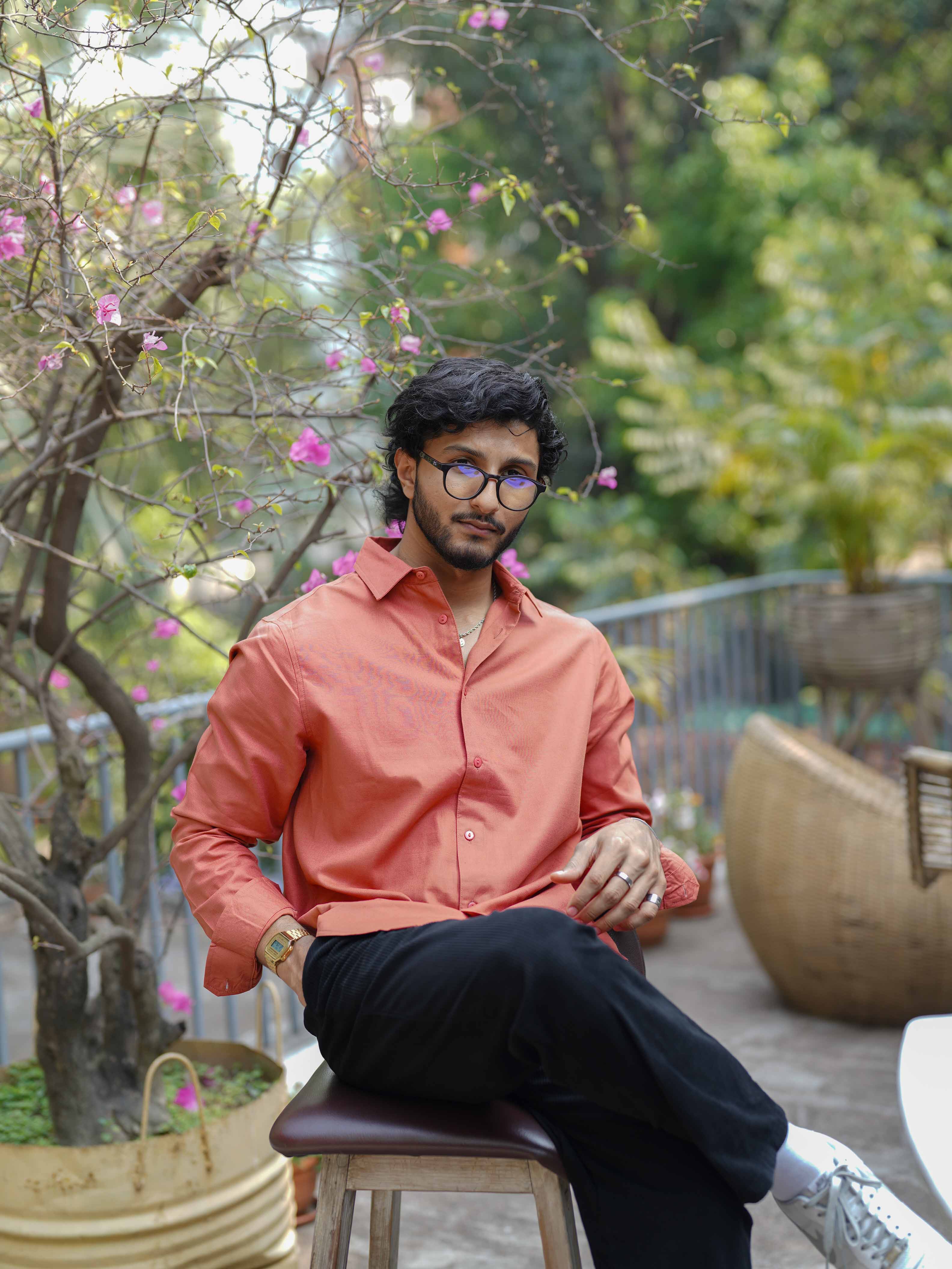 Apricot - Long Sleeve Shirt For Men