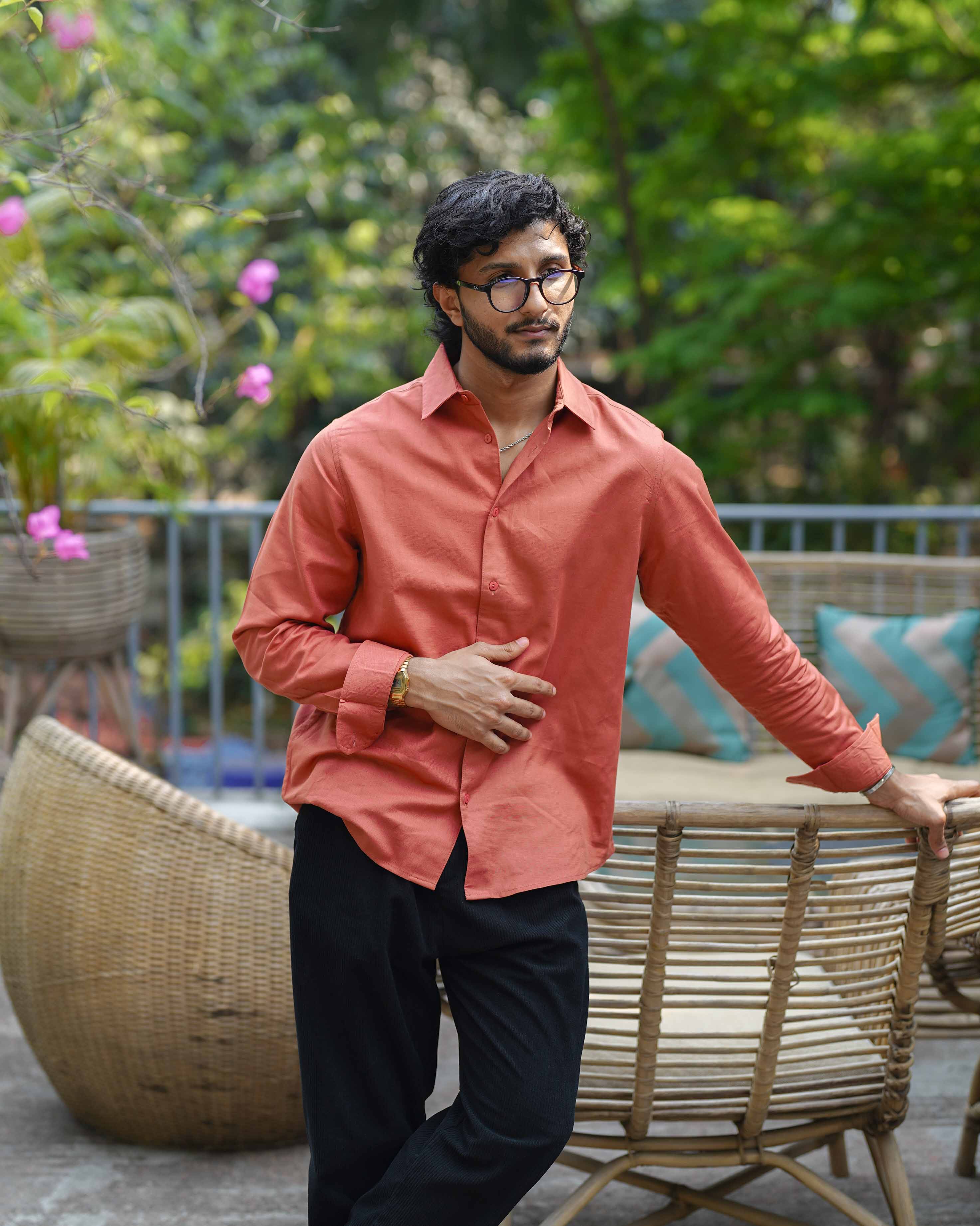 Apricot - Long Sleeve Shirt For Men