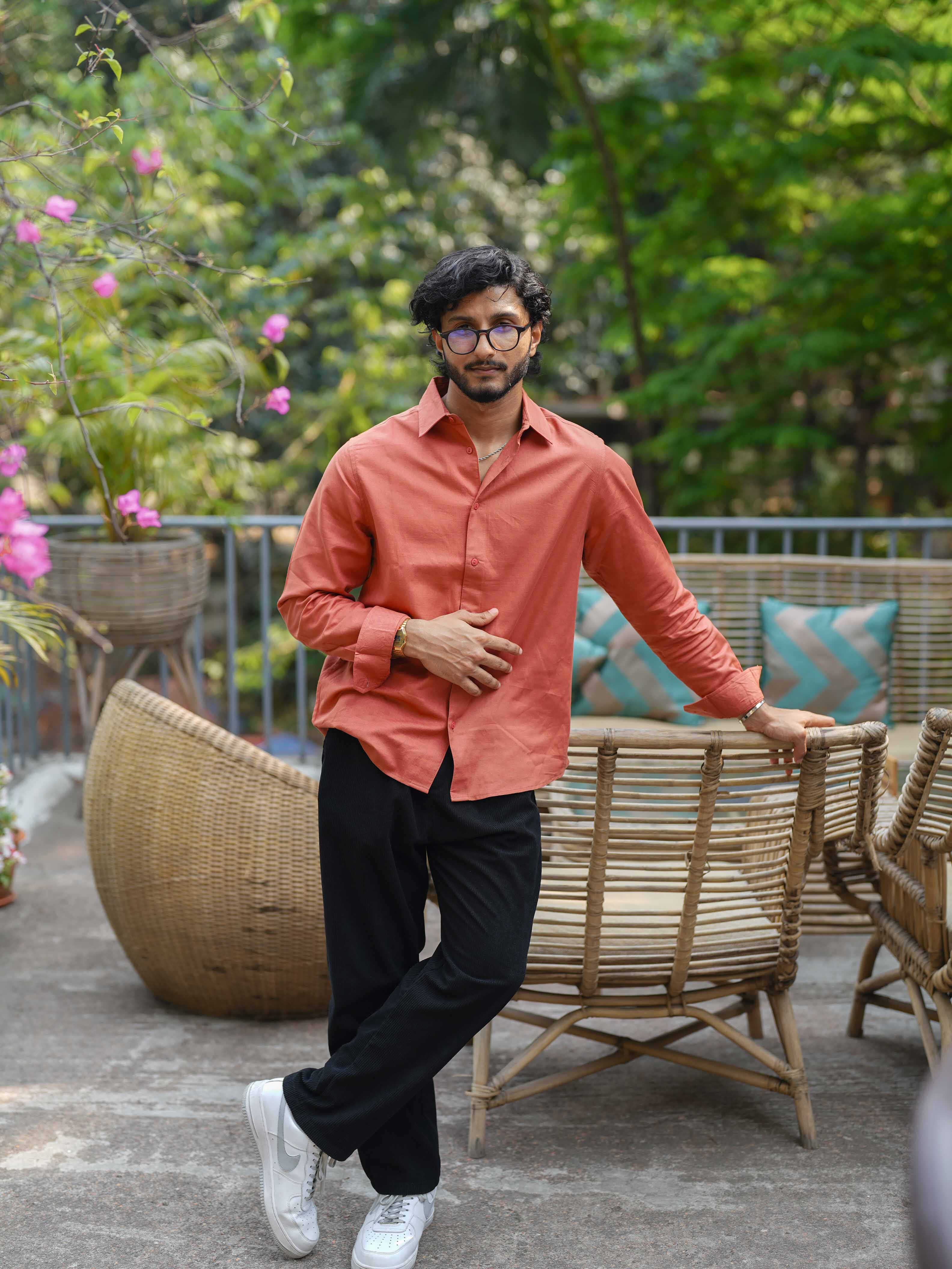 Apricot - Long Sleeve Shirt For Men