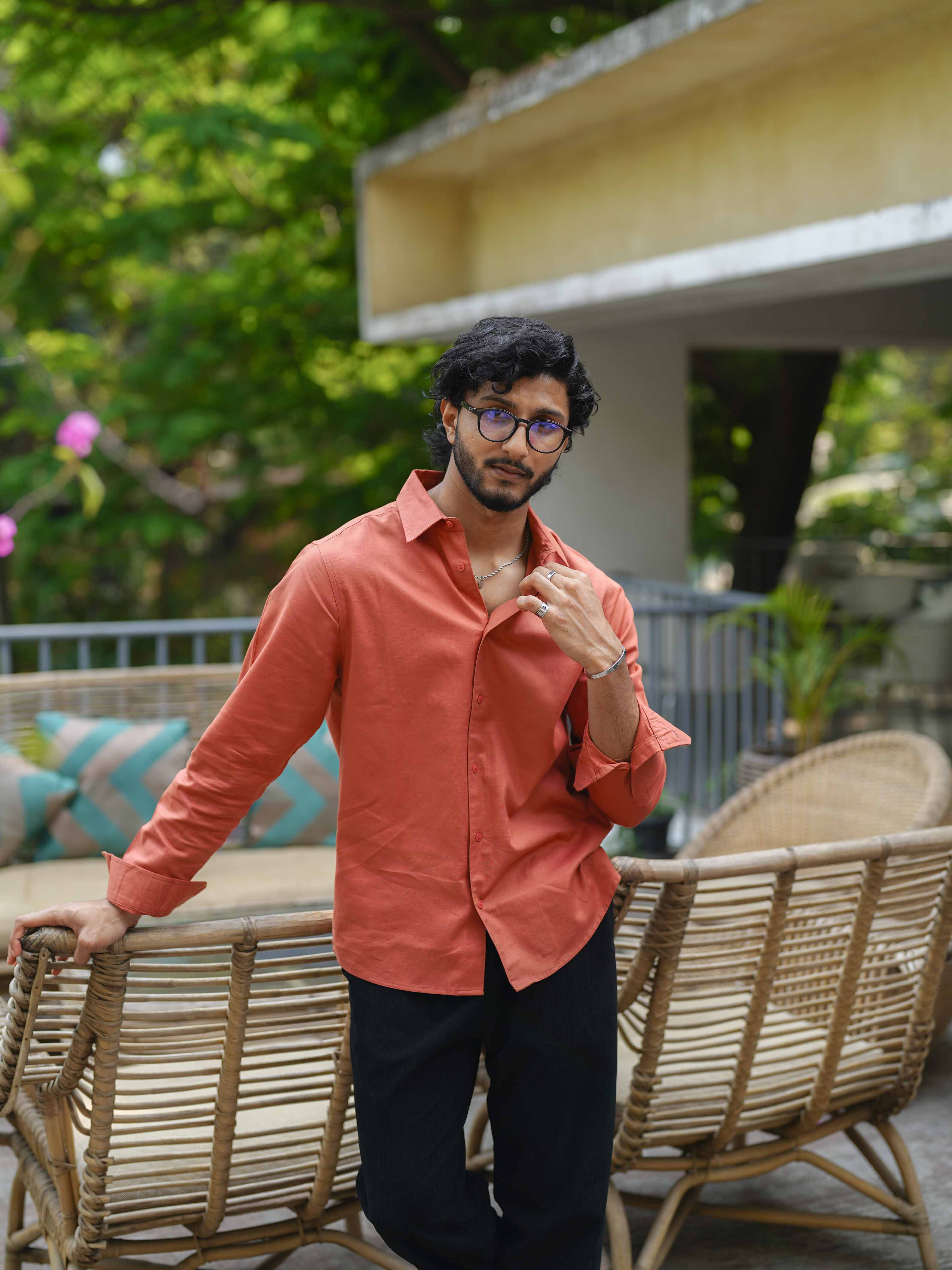 Apricot - Long Sleeve Shirt For Men