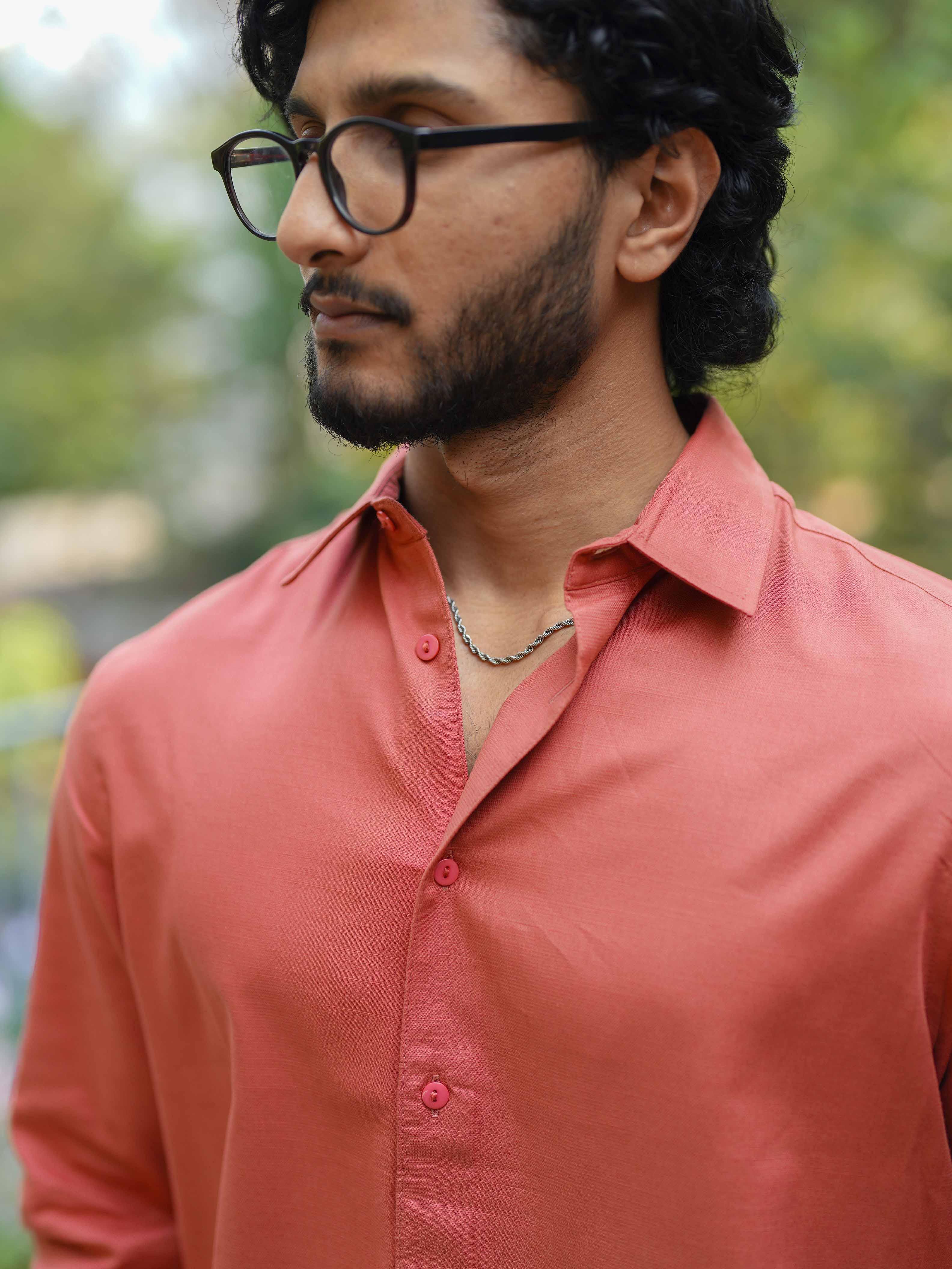 Apricot - Long Sleeve Shirt For Men