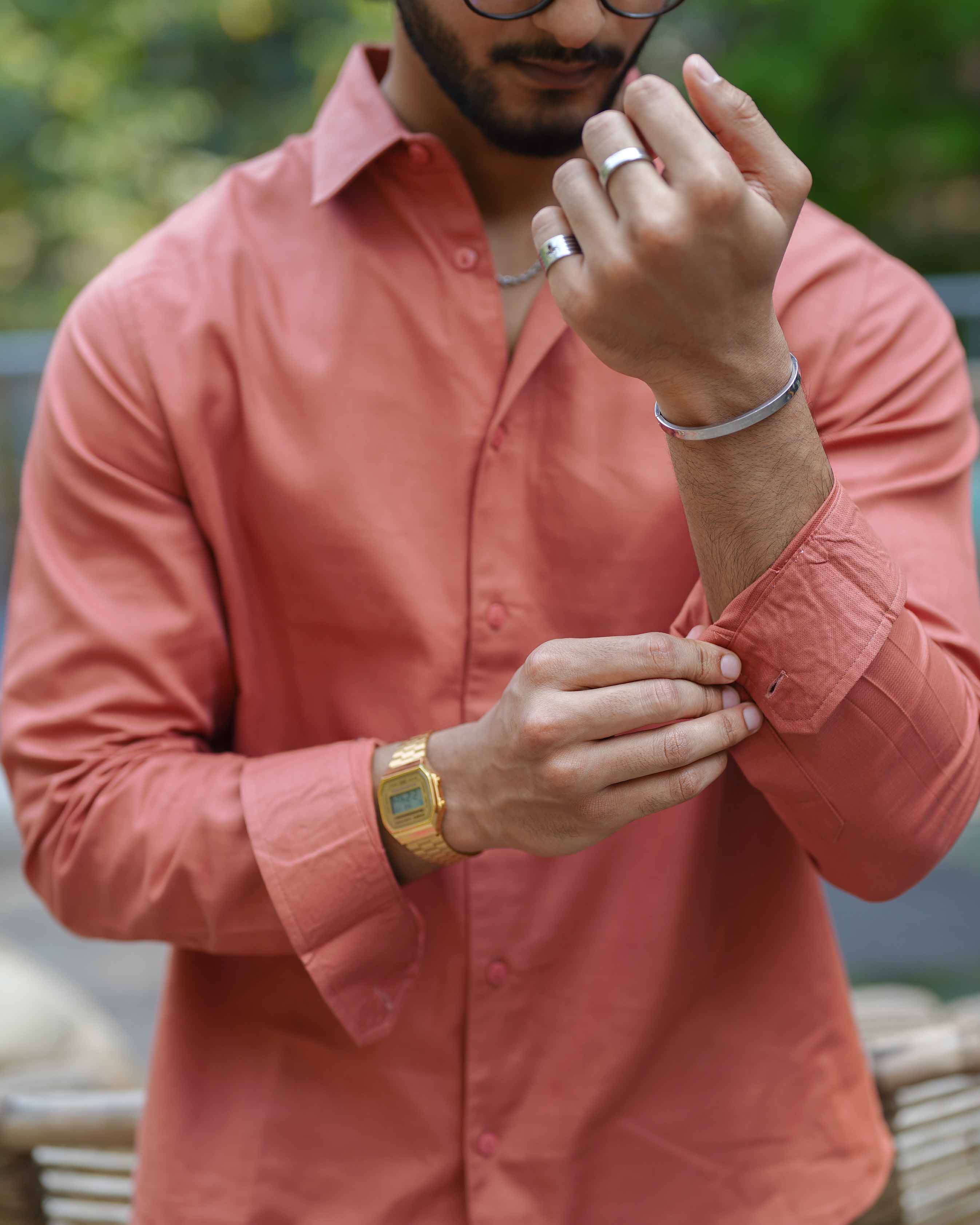 Apricot - Long Sleeve Shirt For Men