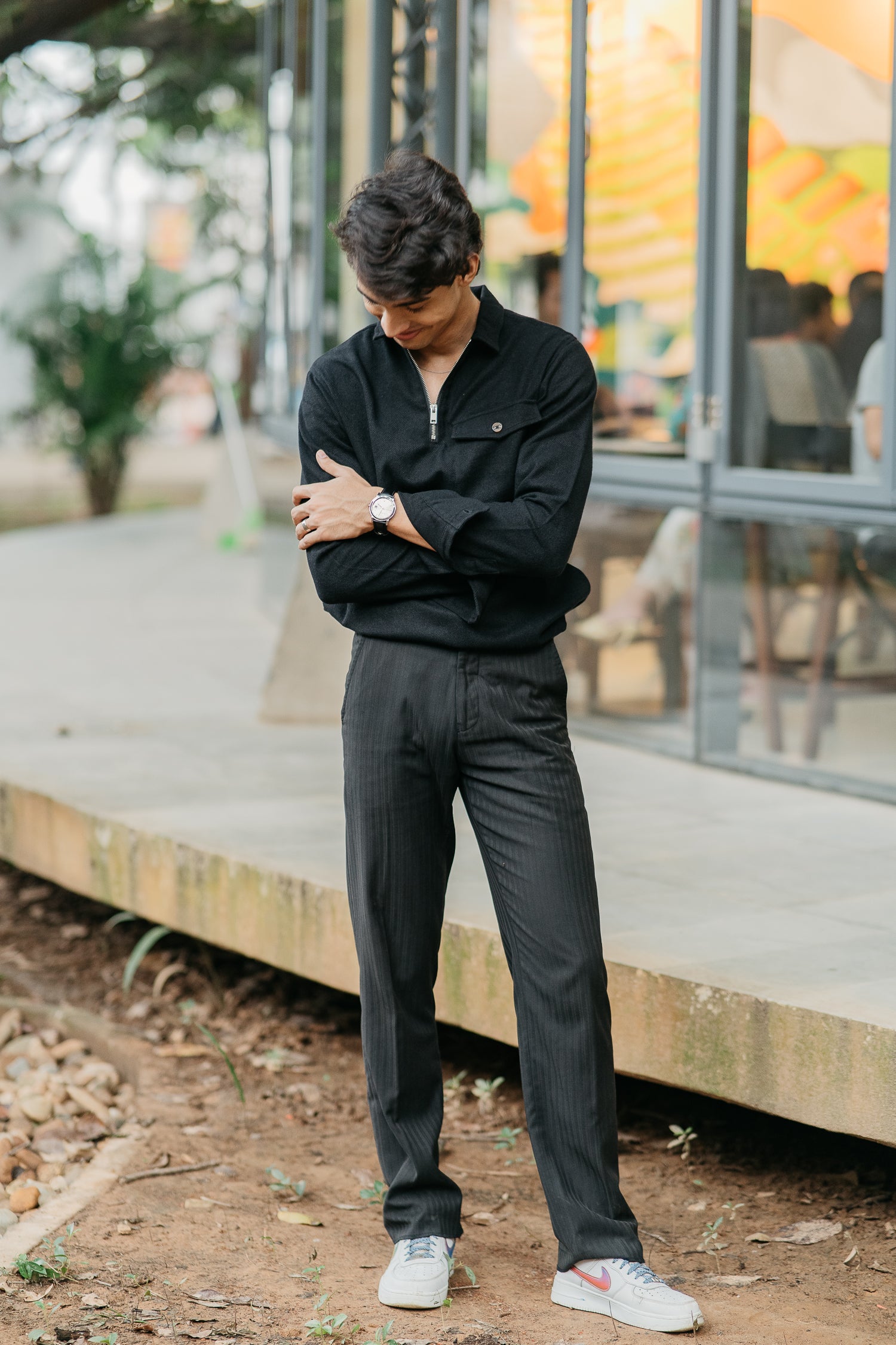 Half Zip Flannel - Black