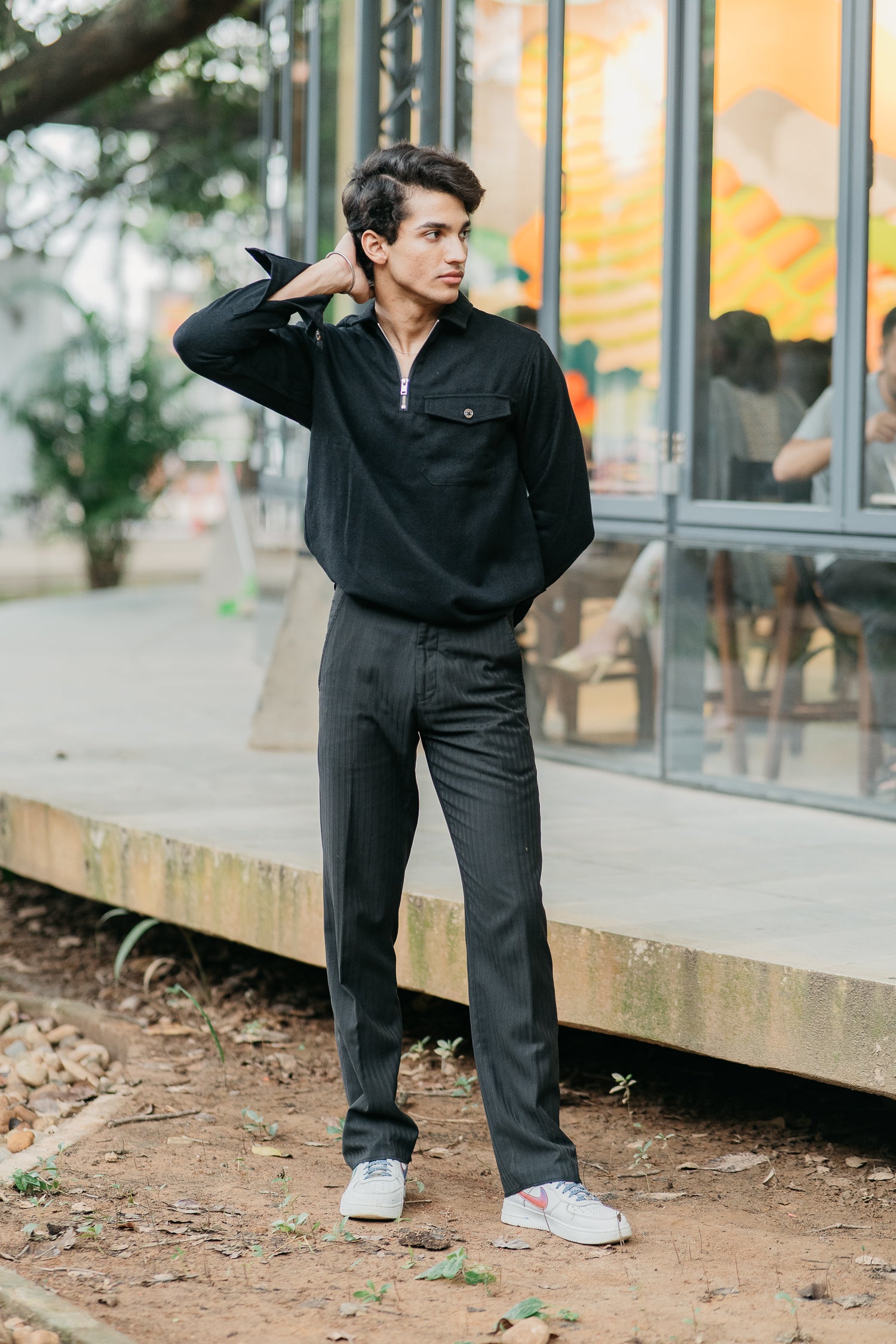 Half Zip Flannel - Black