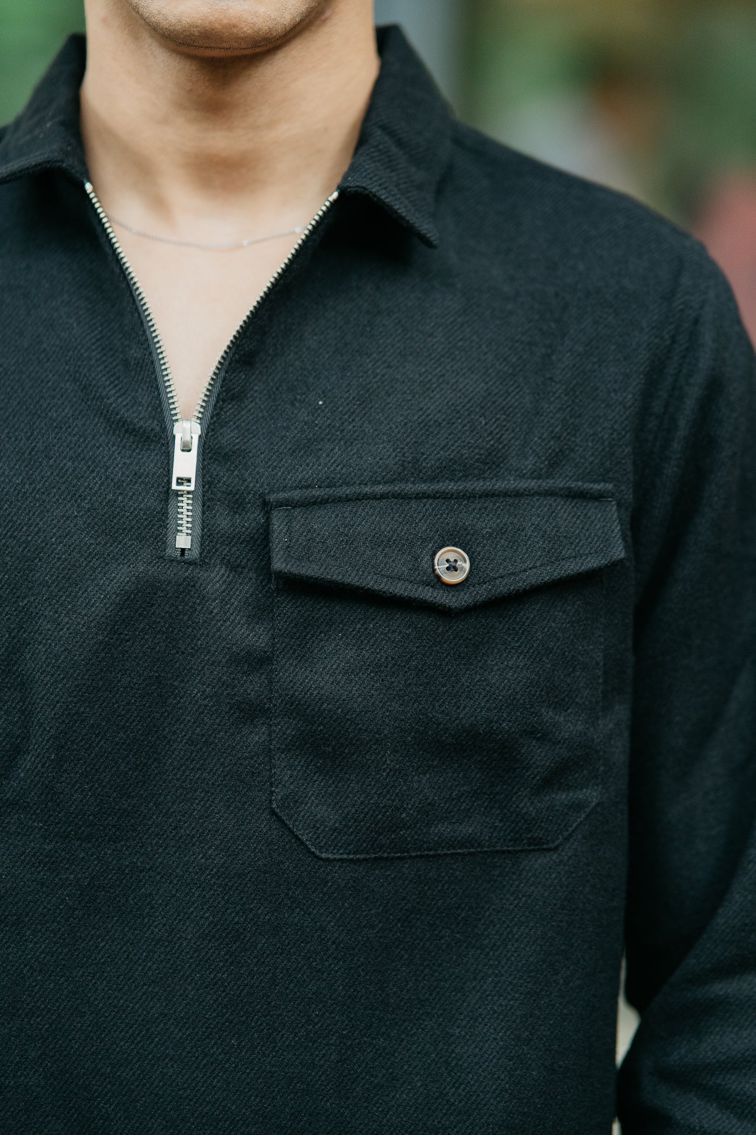 Half Zip Flannel - Black
