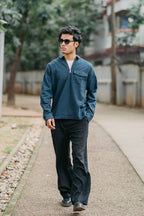 Half Zip Flannel - Navy