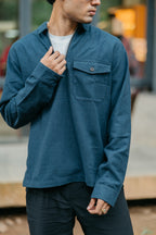 Half Zip Flannel - Navy