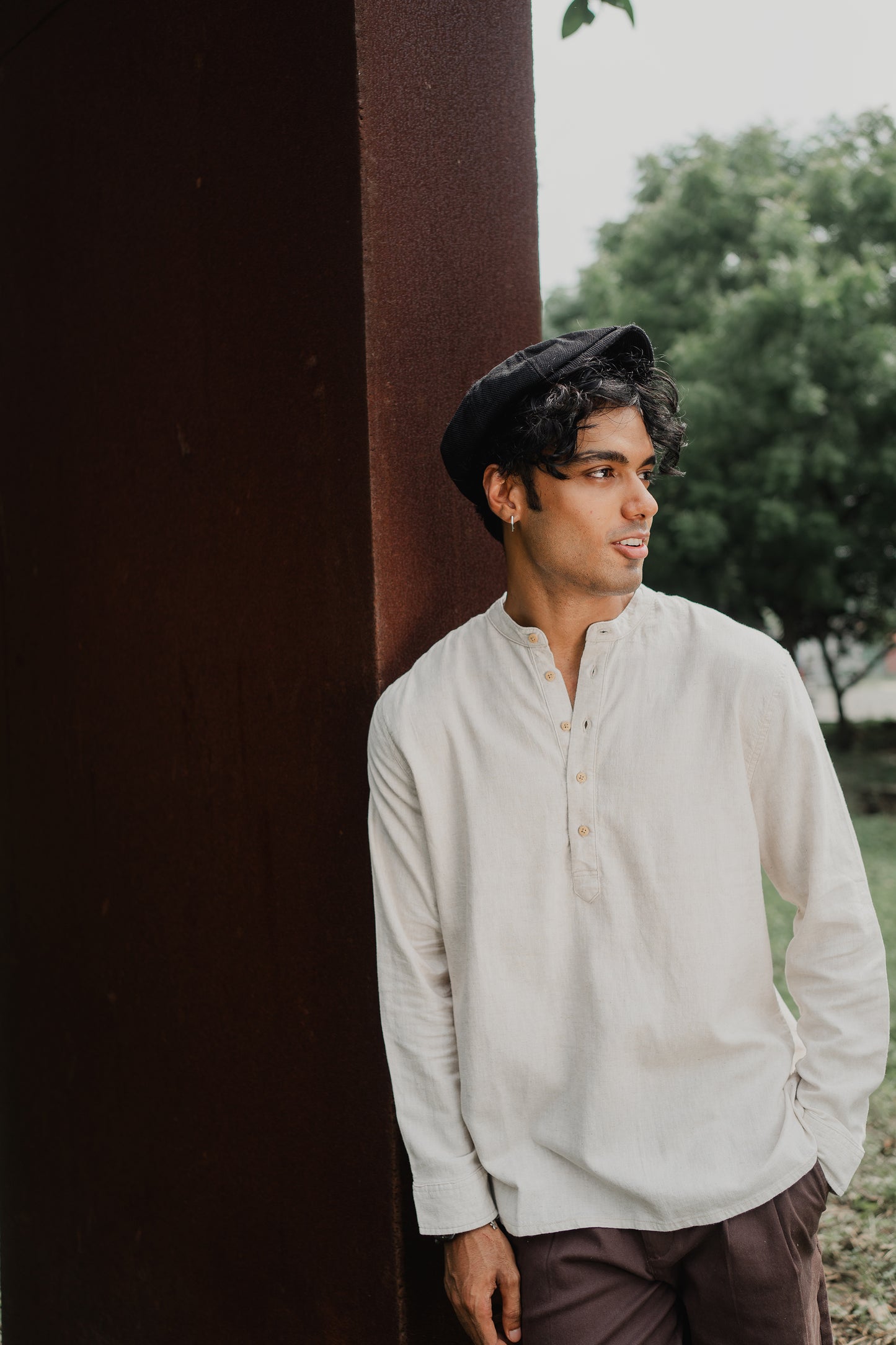 Cotton Henley - Katua - For Men - Sand