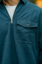 Half Zip Flannel - Navy
