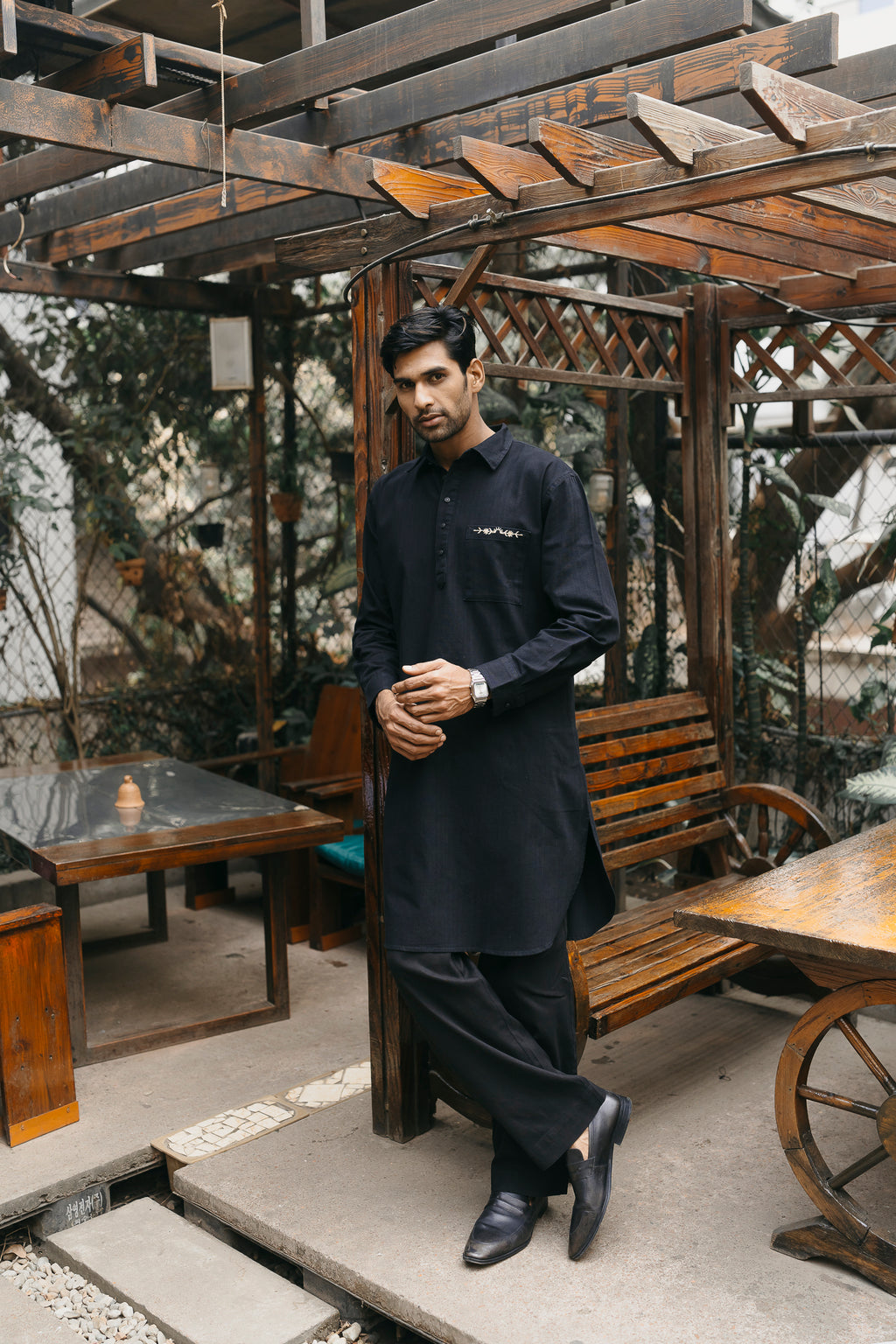 PRE ORDER- Daniyal - Black Embroidered Kabli