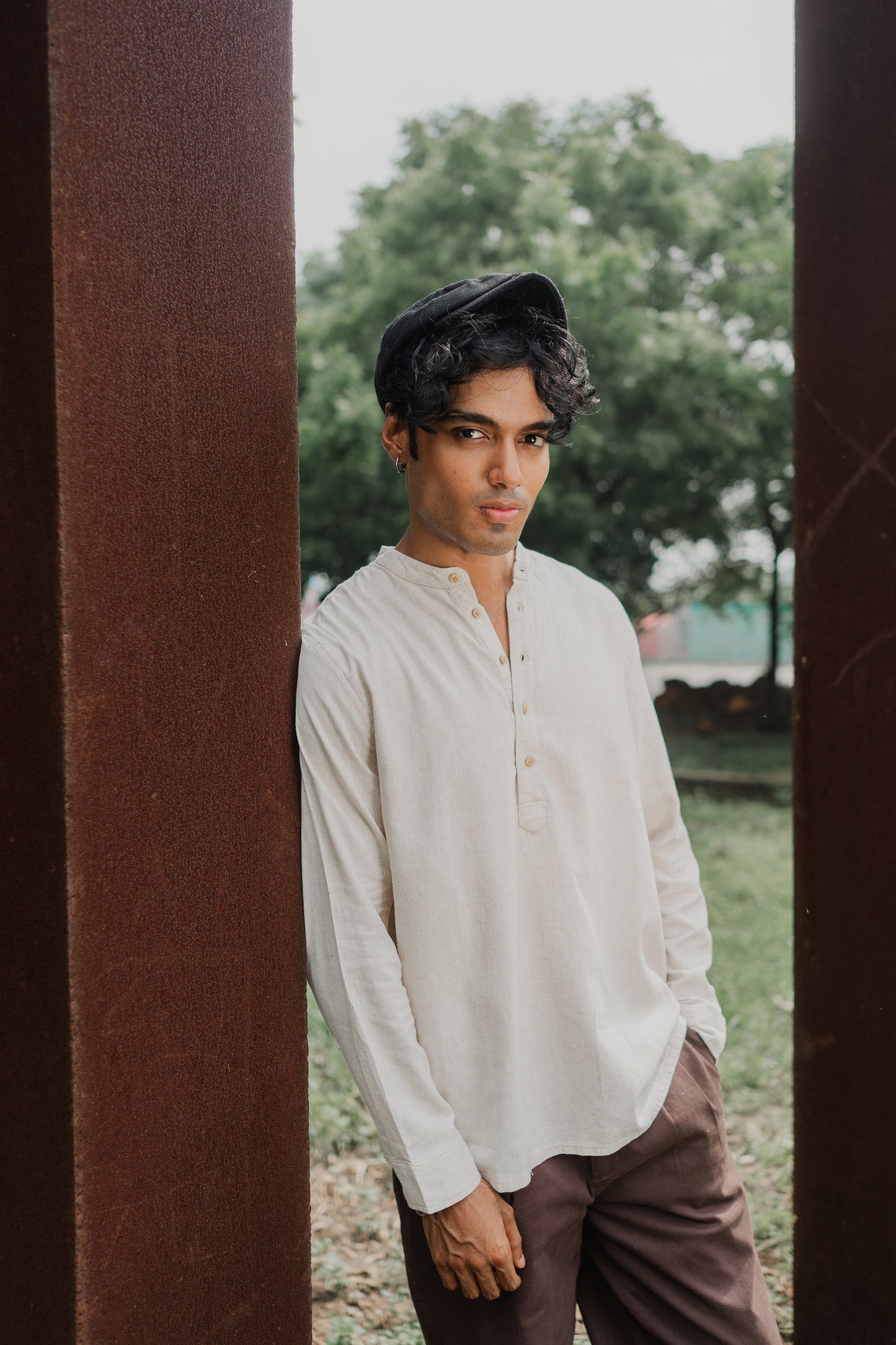 Cotton Henley - Katua - For Men - Sand