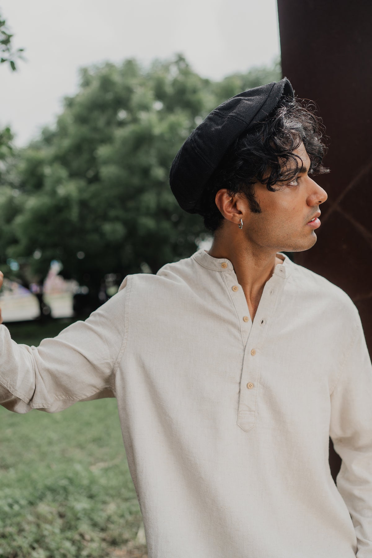 Cotton Henley - Katua - For Men - Sand