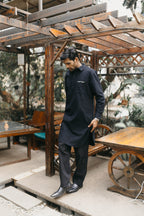 Daniyal - Black Embroidered Kabli