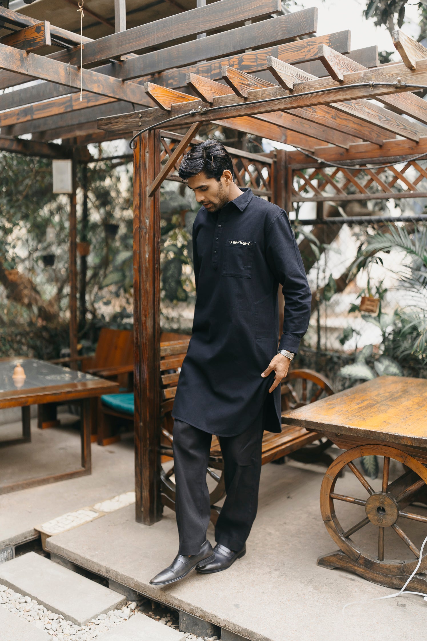 PRE ORDER- Daniyal - Black Embroidered Kabli