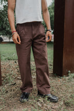 Wide Leg Pants For Men - Dark Brown - Loose Fit