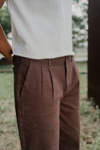Wide Leg Pants For Men - Dark Brown - Loose Fit