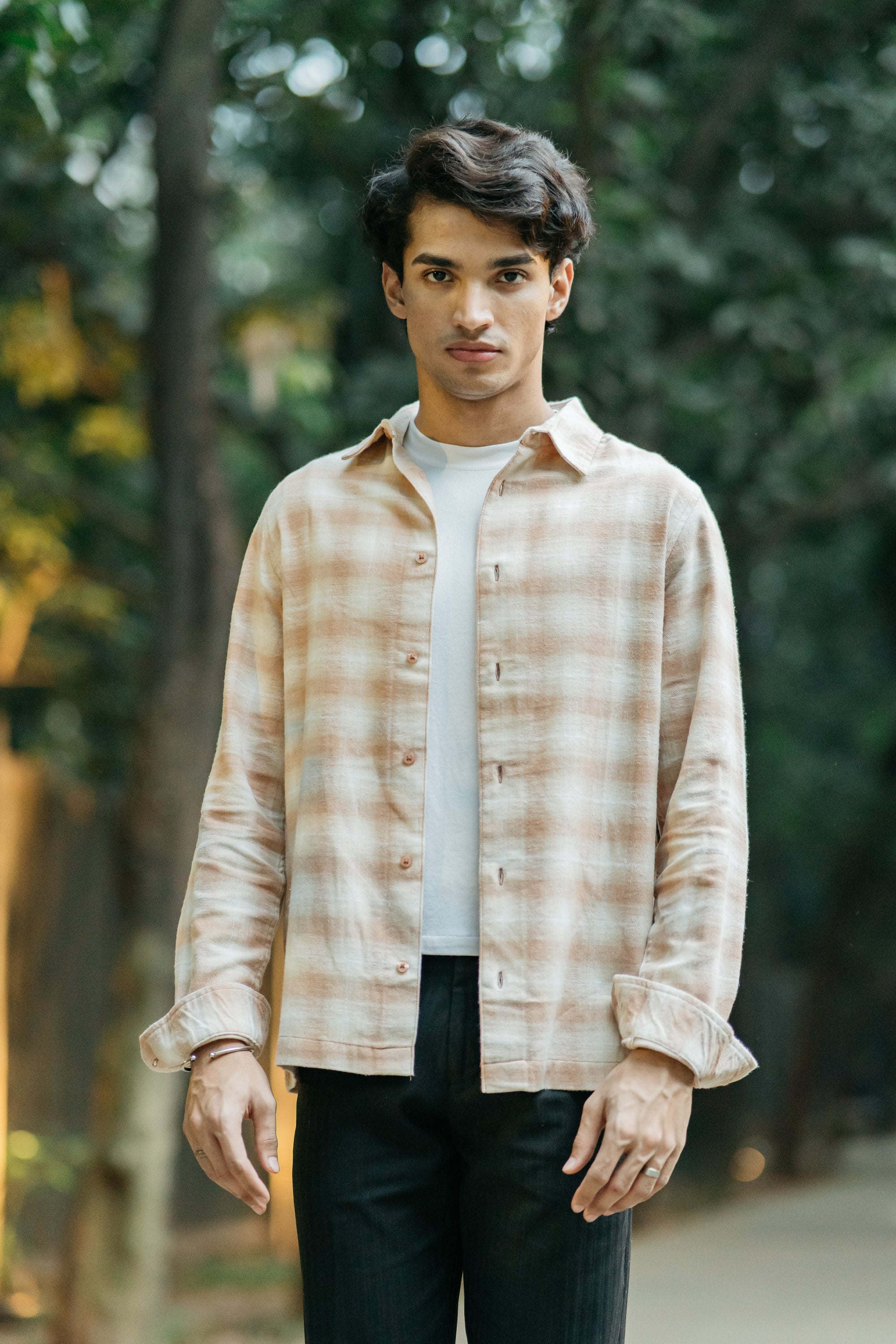 Flannel Shirt for Men - Beige & Off White