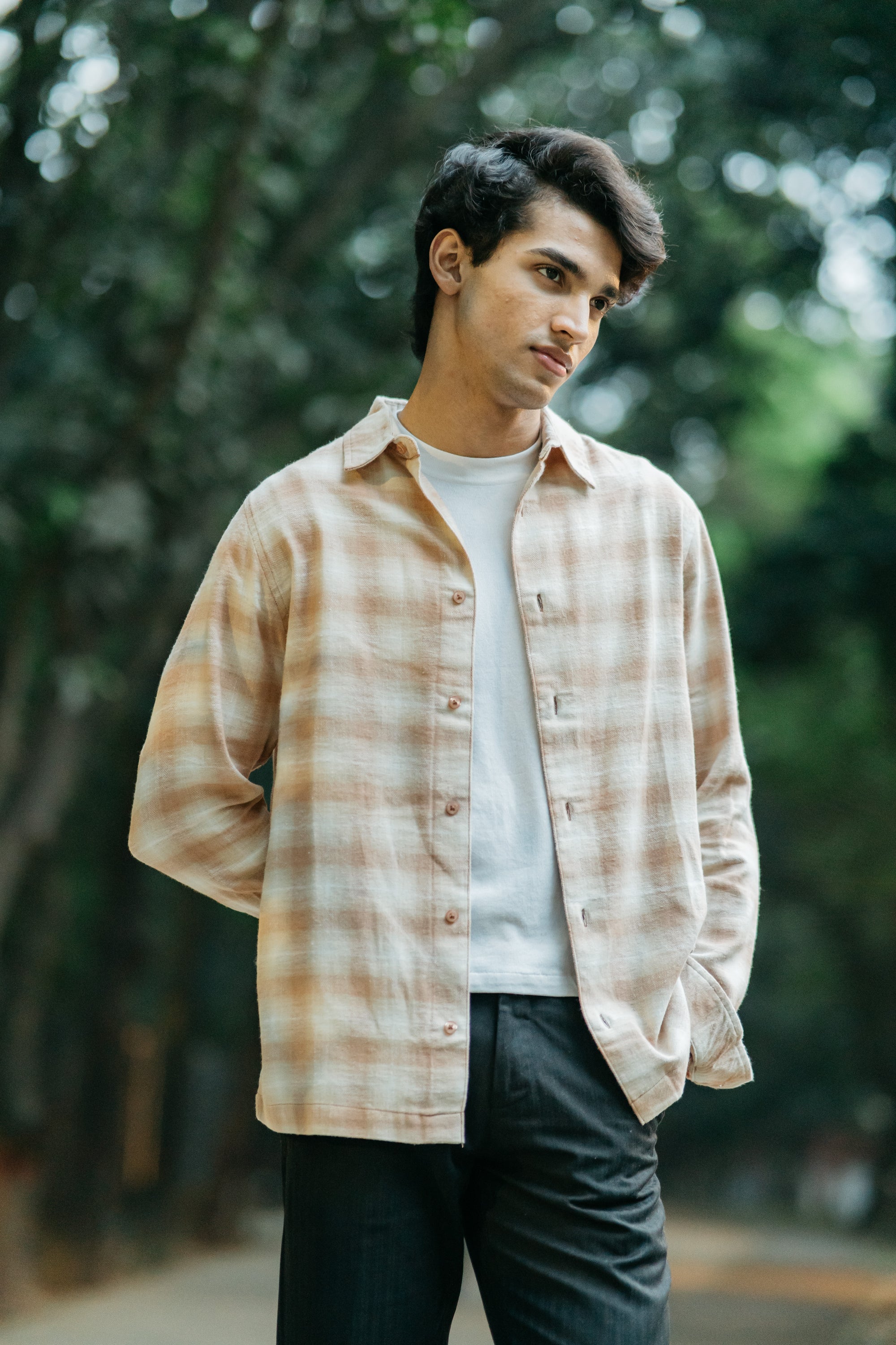 Flannel Shirt for Men - Beige & Off White