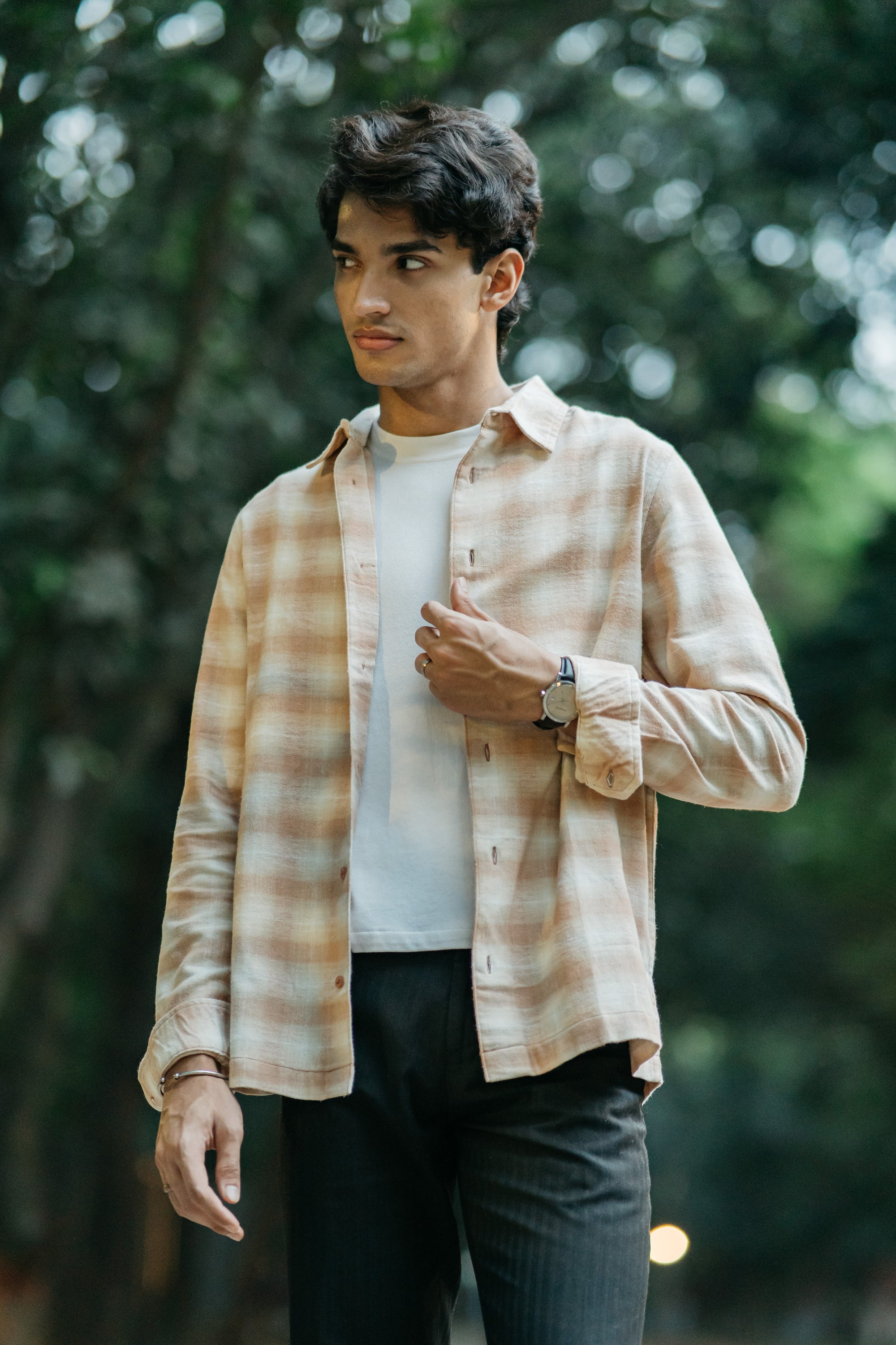 Flannel Shirt for Men - Beige & Off White