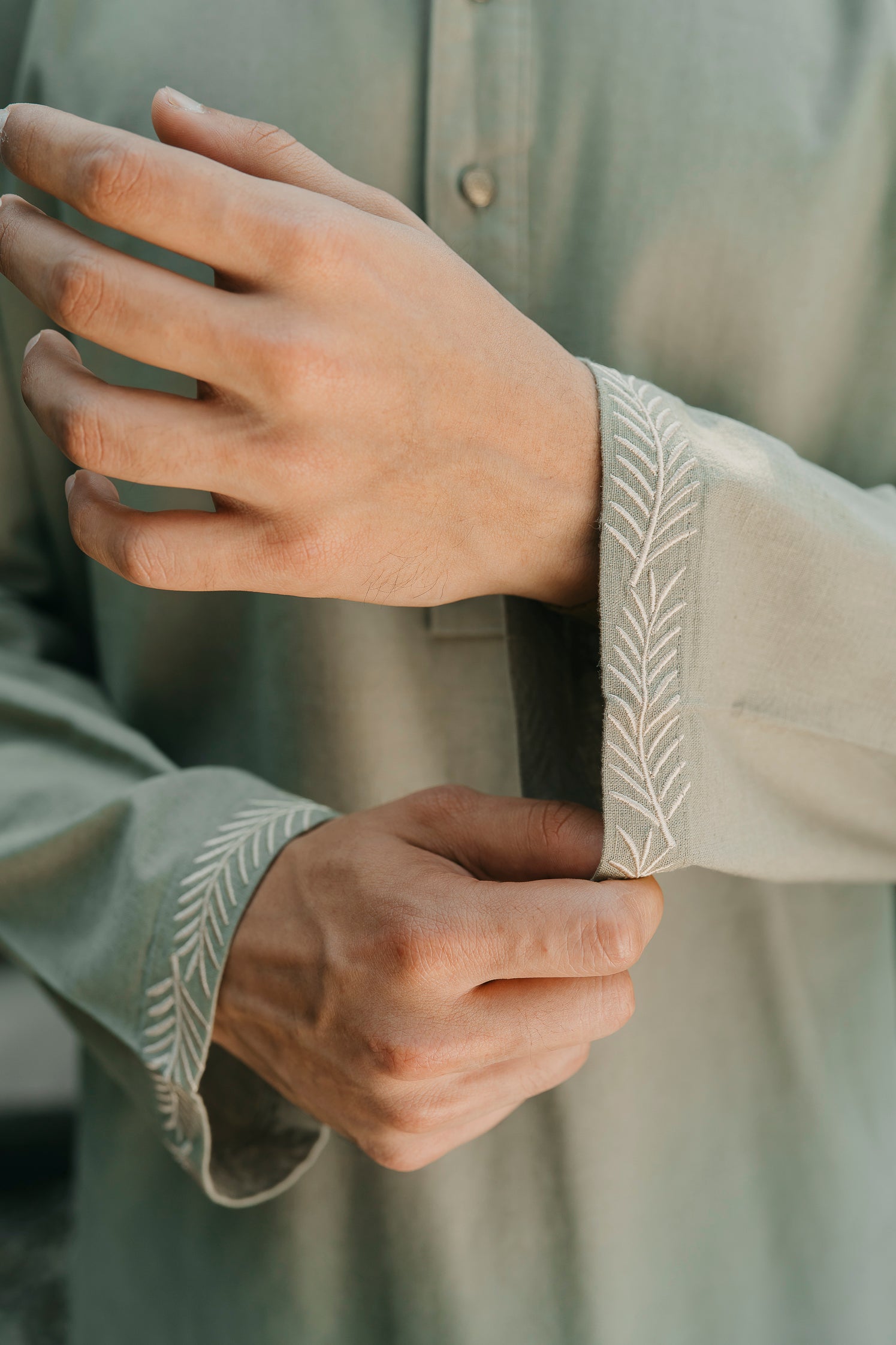 Arhaan - Light Green Embroidered Panjabi