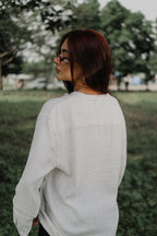 Linen Henley - Katua - Unisex - Linear Sand Pattern