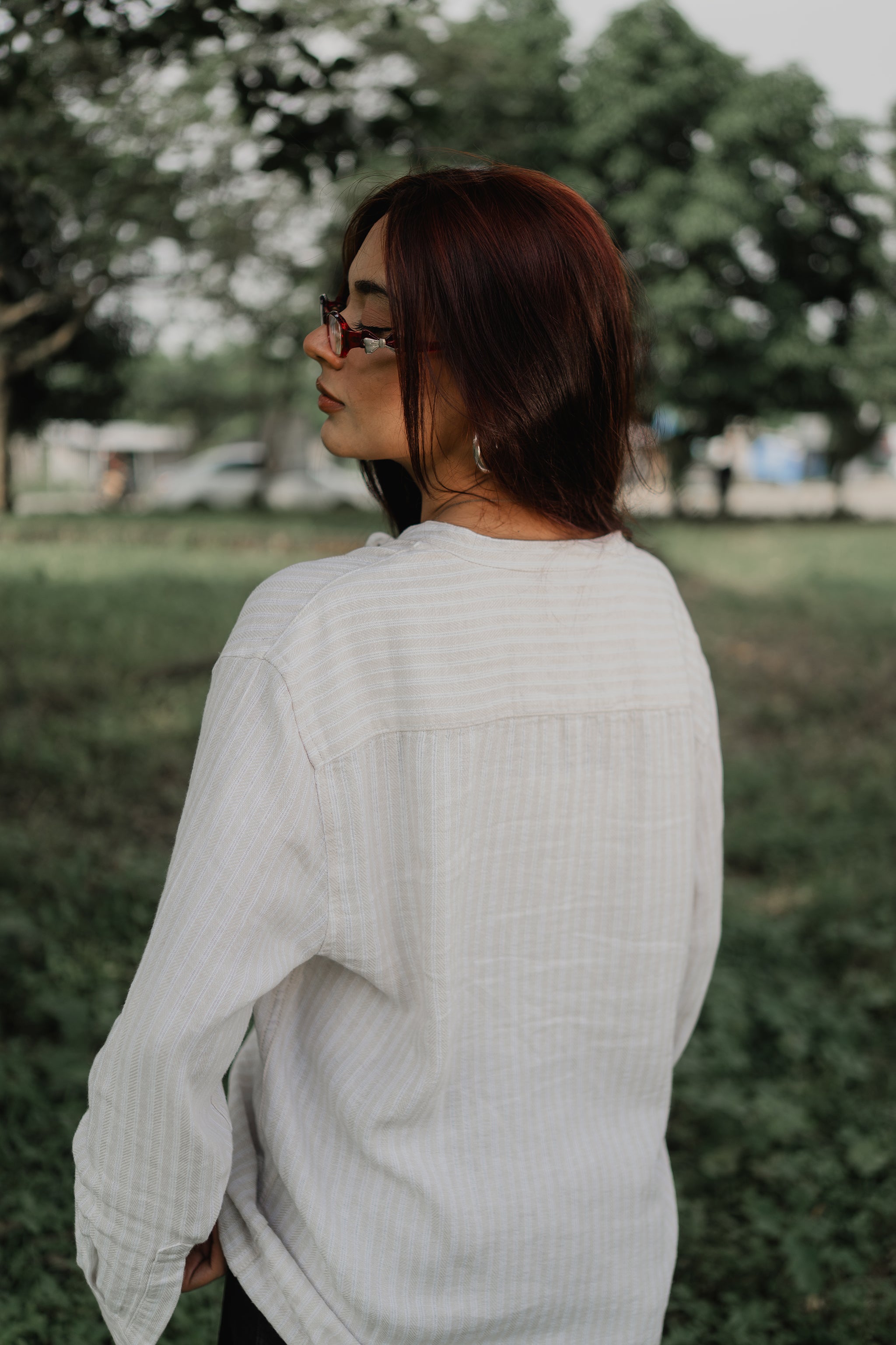 Linen Henley - Katua - Unisex - Linear Sand Pattern