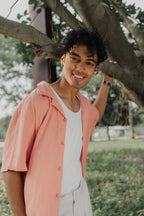 Revere Cuba - Peach Jacquard Cuba - Revere Shirt For Men