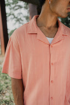 Revere Cuba - Peach Jacquard Cuba - Revere Shirt For Men