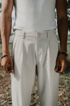 Wide Leg Pants For Men - Off White - Loose Fit