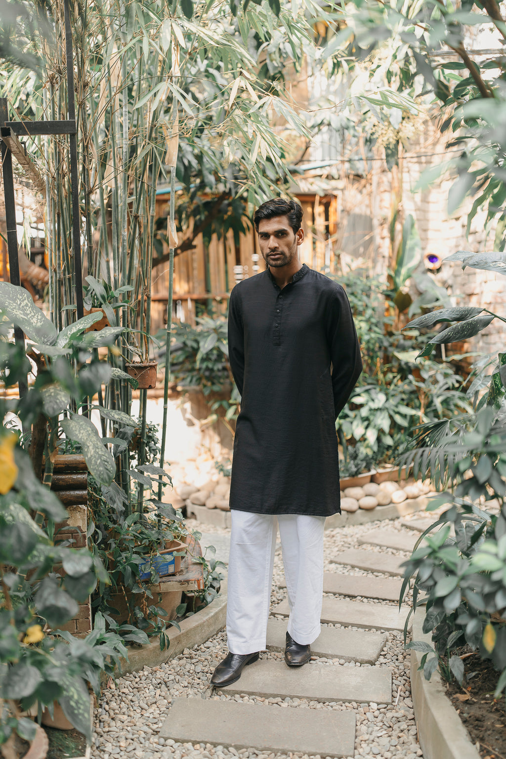 Gurbaz - Midnight Black Embroidered Panjabi