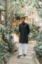 Gurbaz - Midnight Black Embroidered Panjabi