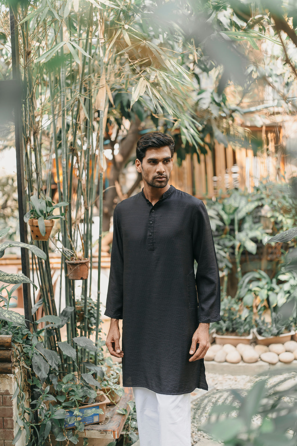 Gurbaz - Midnight Black Embroidered Panjabi