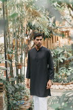 Gurbaz - Midnight Black Embroidered Panjabi