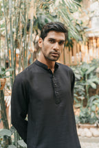 Gurbaz - Midnight Black Embroidered Panjabi