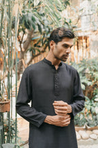 Gurbaz - Midnight Black Embroidered Panjabi