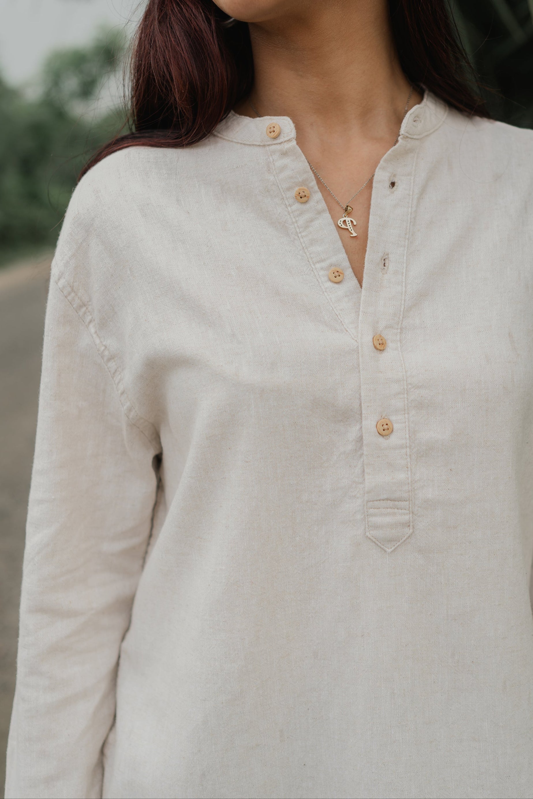 Cotton Henley - Katua - Unisex - Sand
