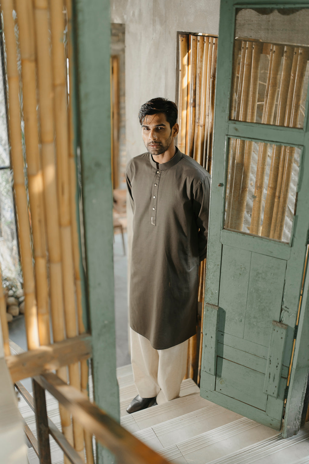 PRE ORDER- Yazeed - Dark Green Minimal-Embroidery Panjabi